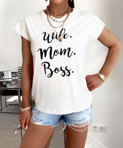 T-Shirt Wife Weiß Ladypolitan - Fashion Onlineshop für Damen