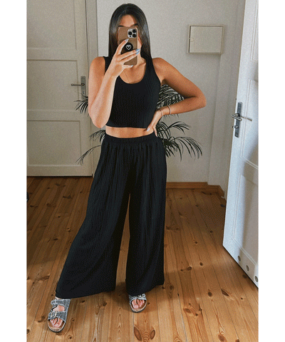 Weiches Ripp Set Ina Schwarz  Ladypolitan - Fashion Onlineshop für Damen   
