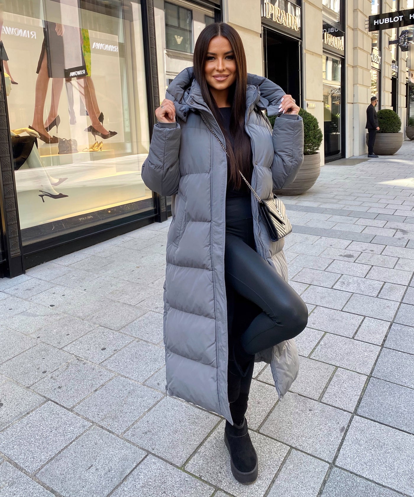 Oversize Jacke Addie Lang Grau