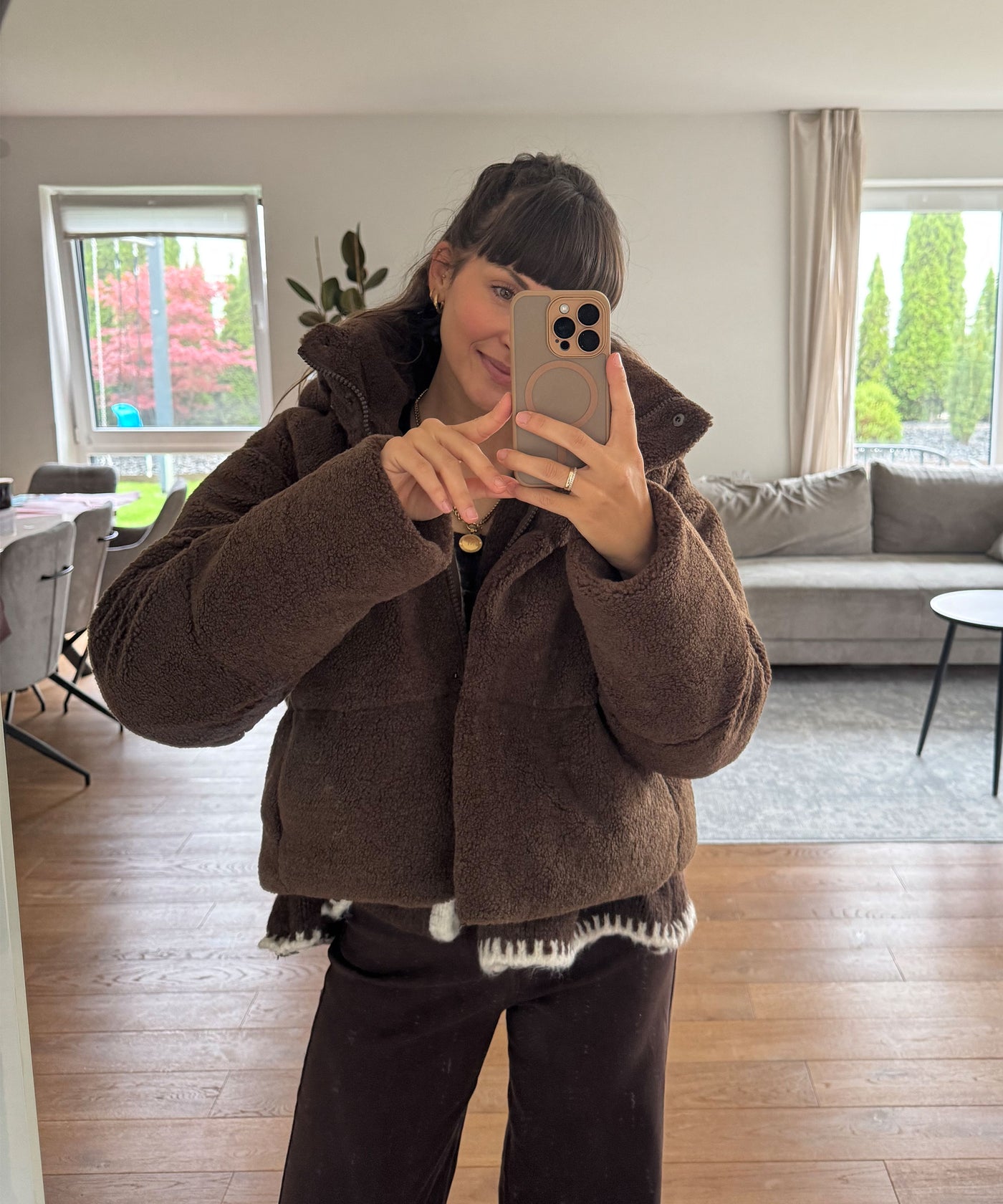 Teddy Fell Jacke Aila Dunkelbraun
