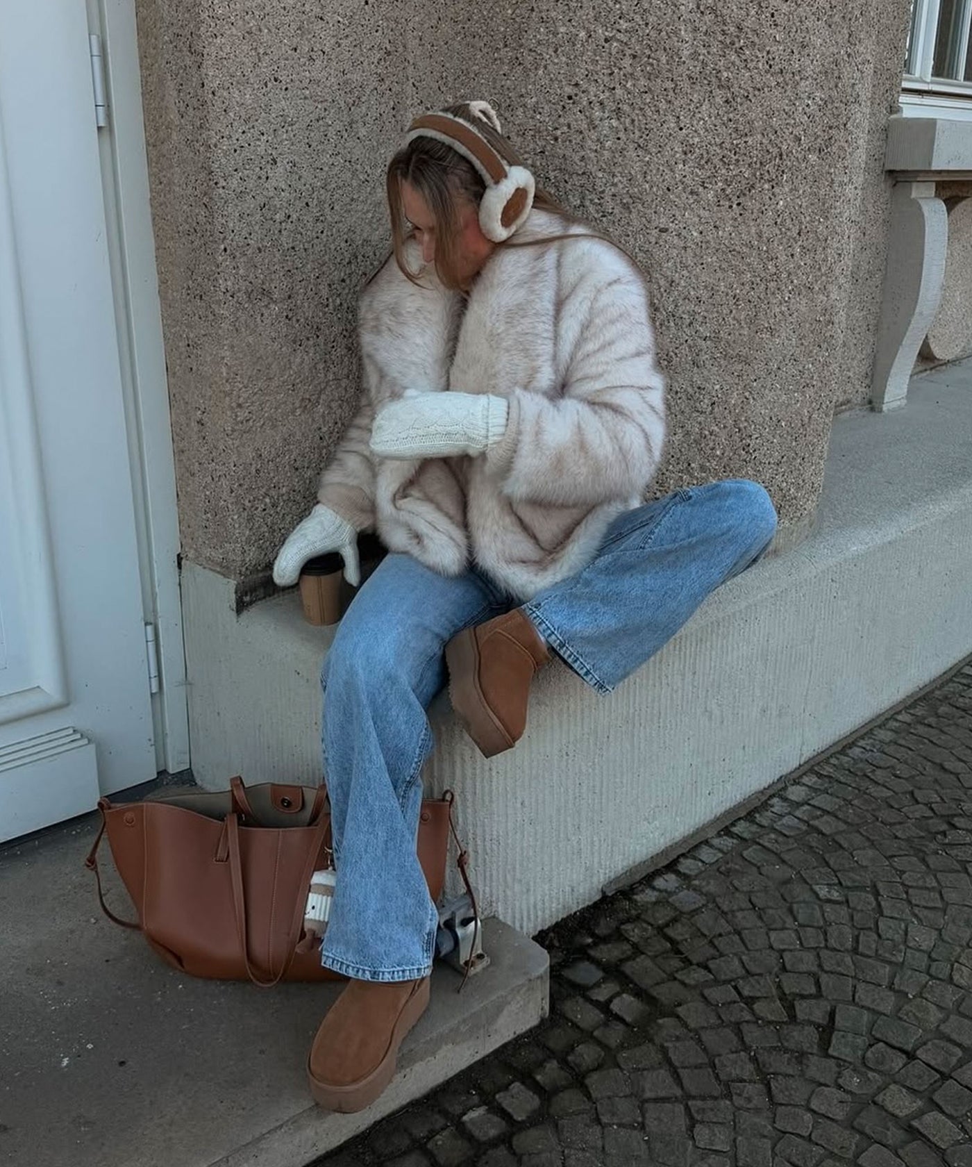 Felljacke Anastasia Weiß