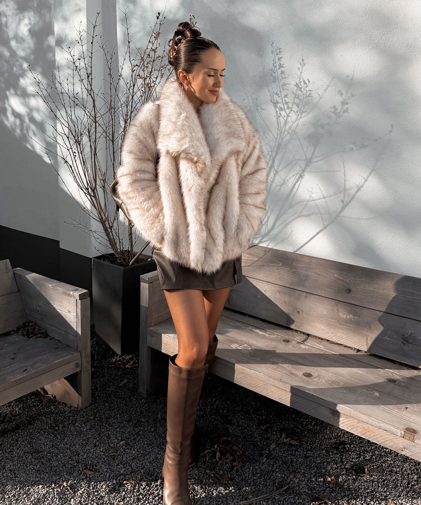 Felljacke Anastasia Weiß