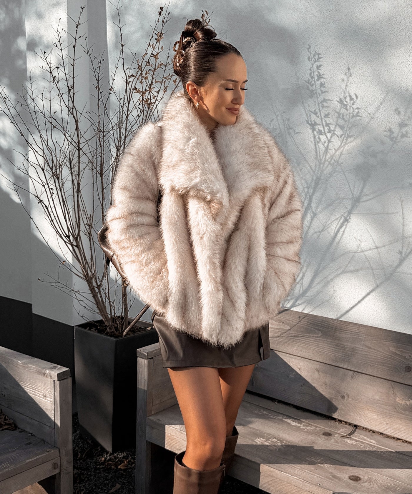 Felljacke Anastasia Weiß