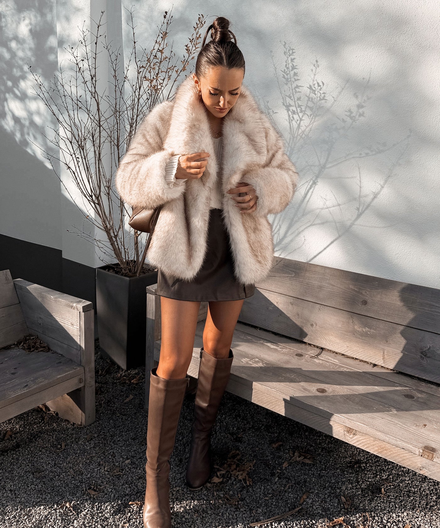 Felljacke Anastasia Weiß