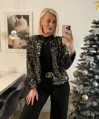 Pailletten Cardigan Belara Gold Ladypolitan ♡