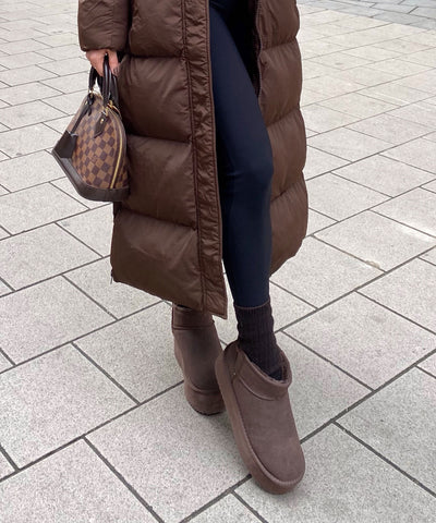 Lined platform boots dark brown