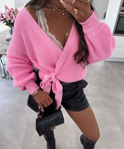 Wrap sweater light pink