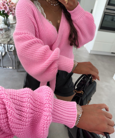 Wrap sweater light pink