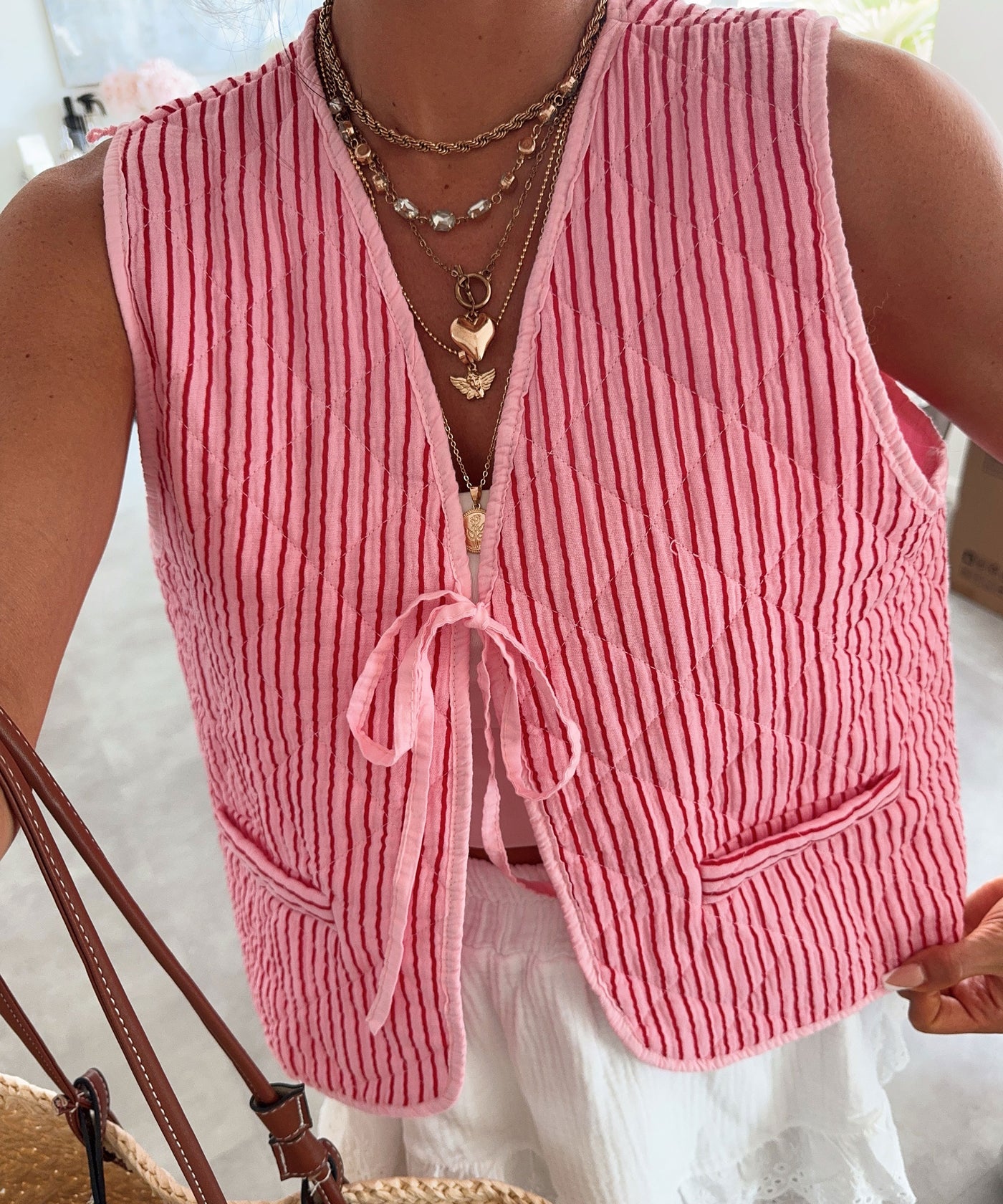 Weste Traya Streifen Rot Ladypolitan ♡