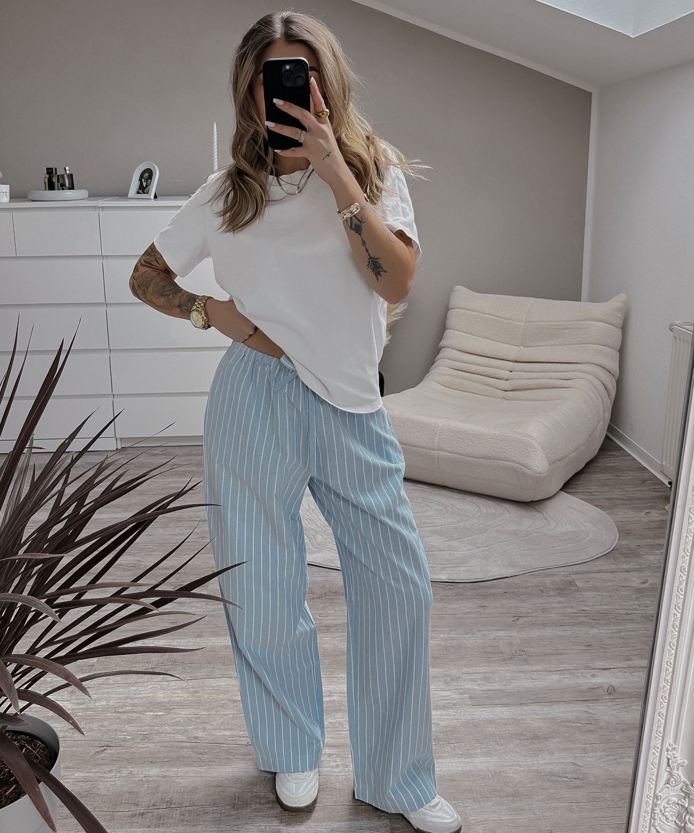 Stoffhose Ihana Streifen Hellblau Ladypolitan ♡