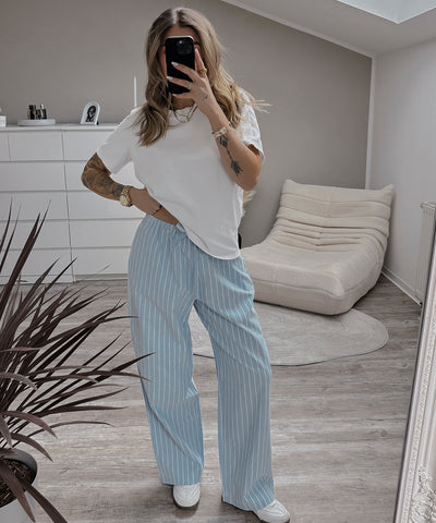 Stoffhose Ihana Streifen Hellblau Ladypolitan ♡