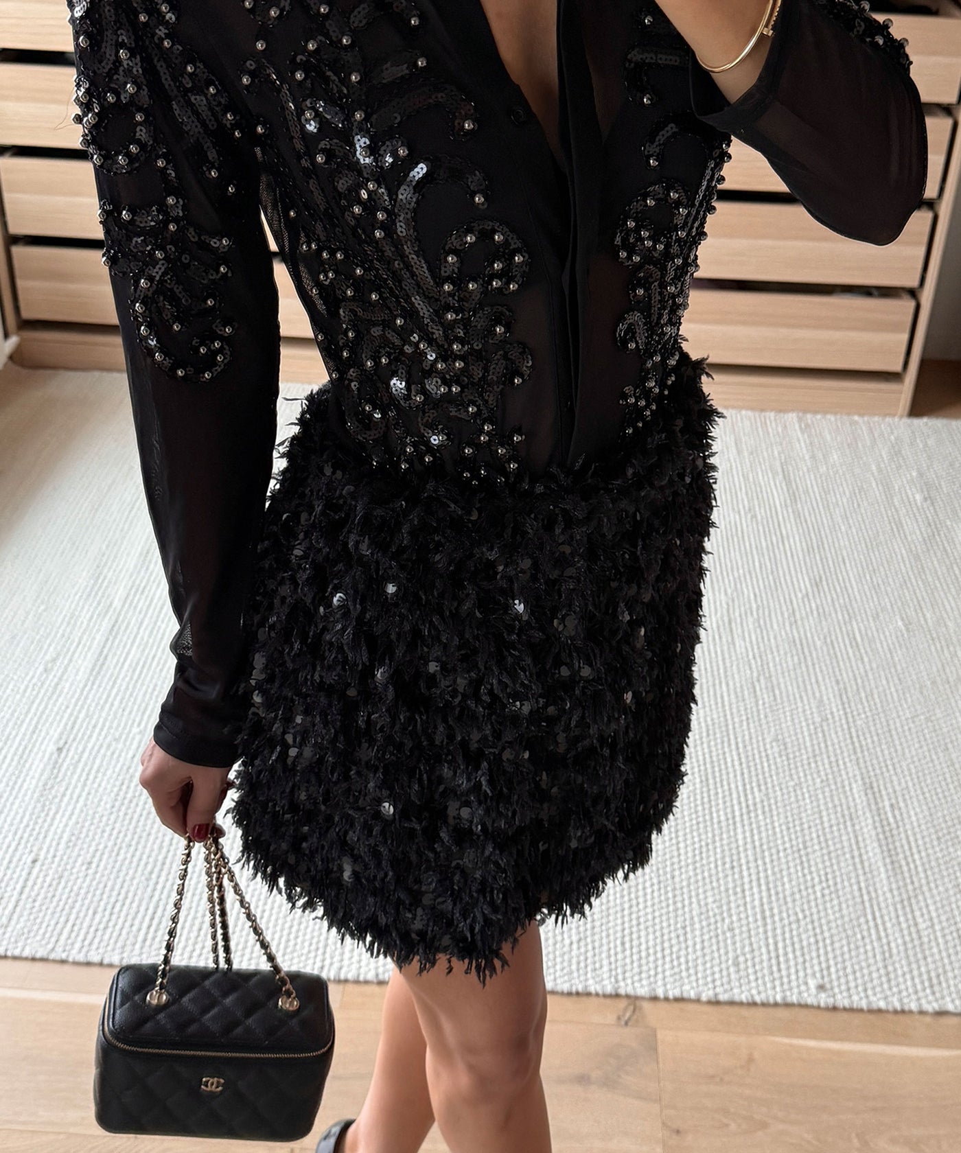 Federlook Rock Cia mit Pailletten Schwarz Ladypolitan ♡