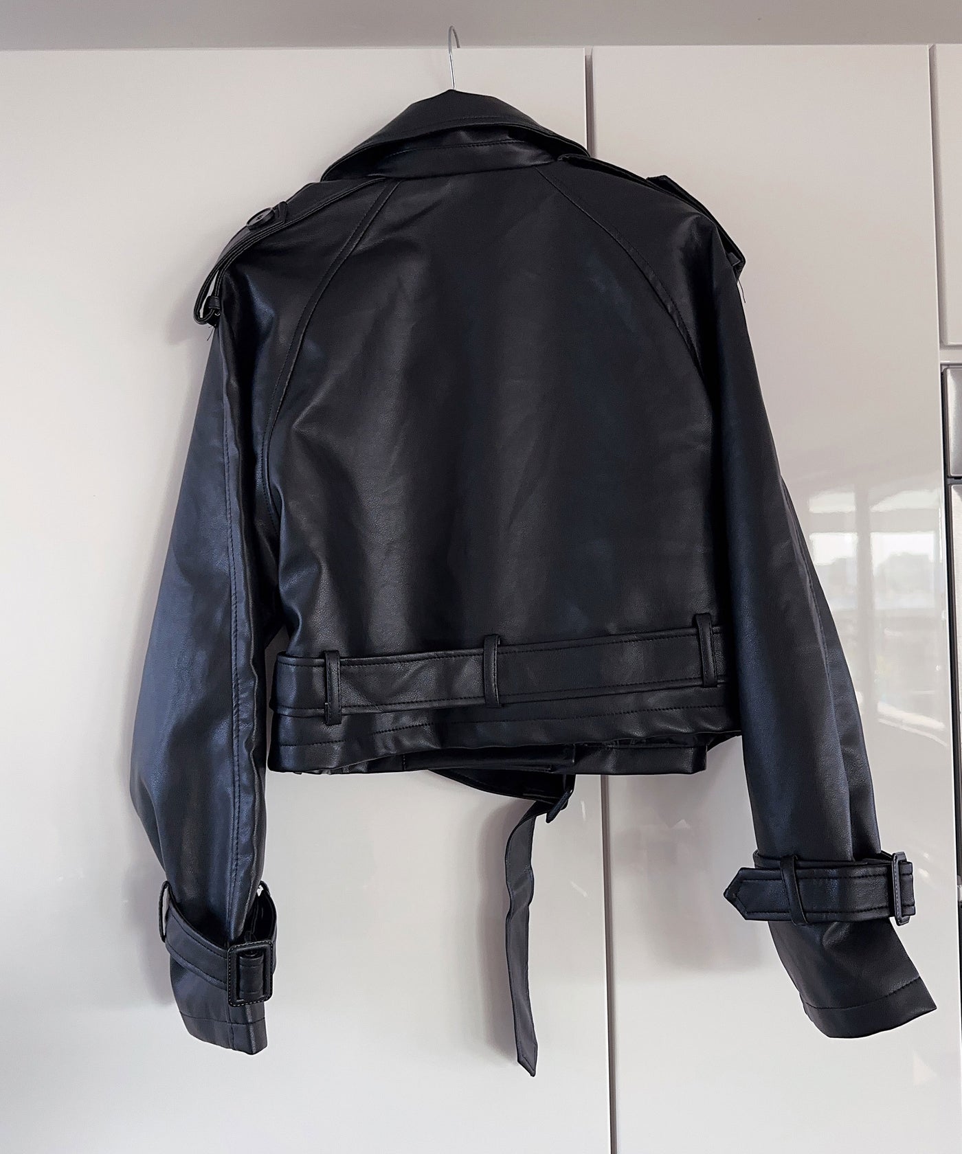 Crop Lederjacke Giannina Schwarz