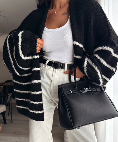 Cardigan Ray gestreift Schwarz Weiß Ladypolitan ♡