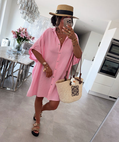 Ultra Oversize Musselin Bluse Kurzarm Nina Rosa Ladypolitan ♡