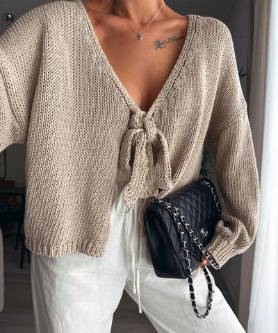 Strickjacke Cora Schleife Beige Ladypolitan ♡