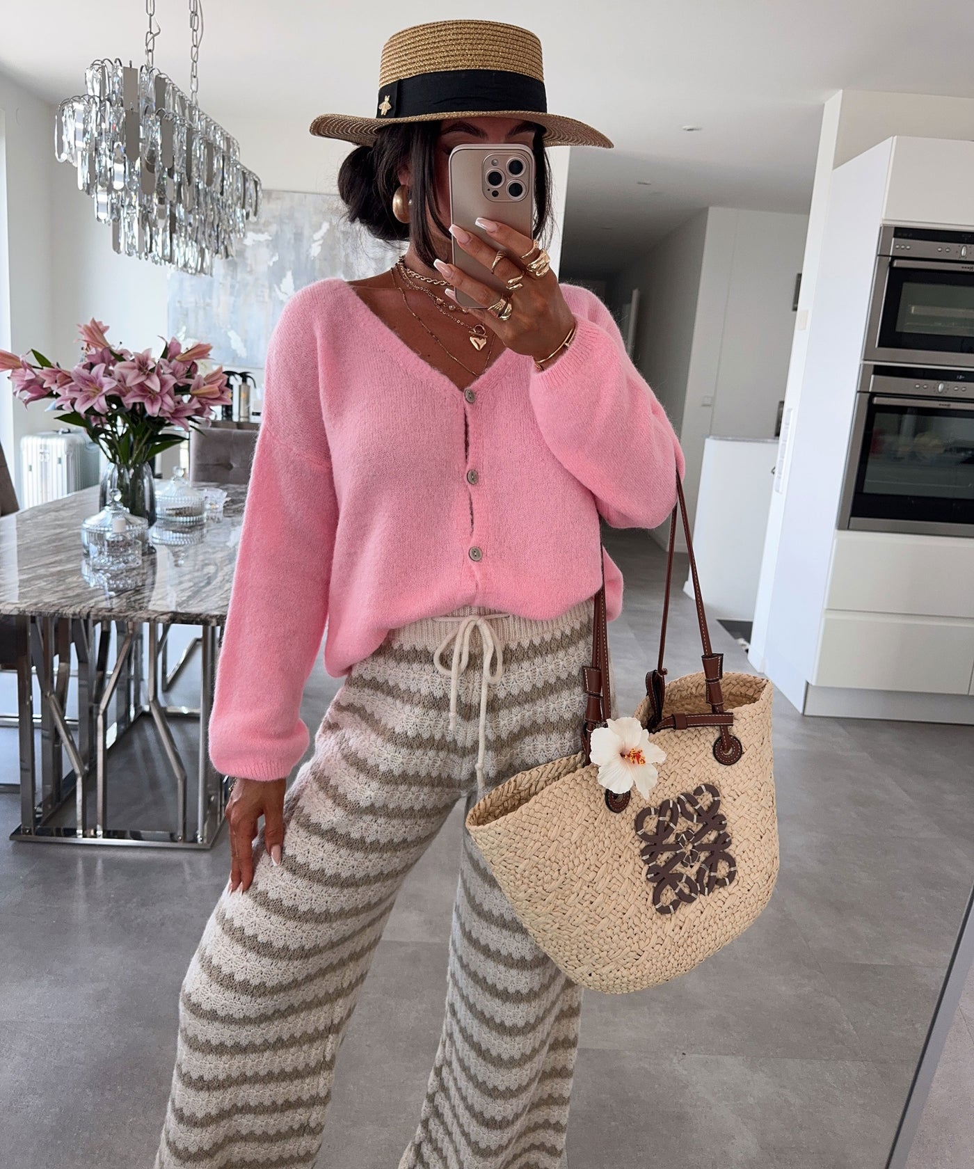 Strickhose Lilya Streifen Taupe Ladypolitan ♡