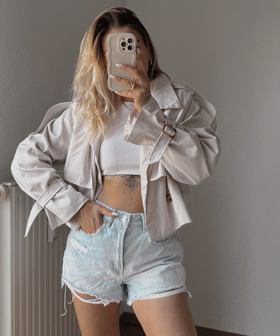 Crop trench coat Ella Beige