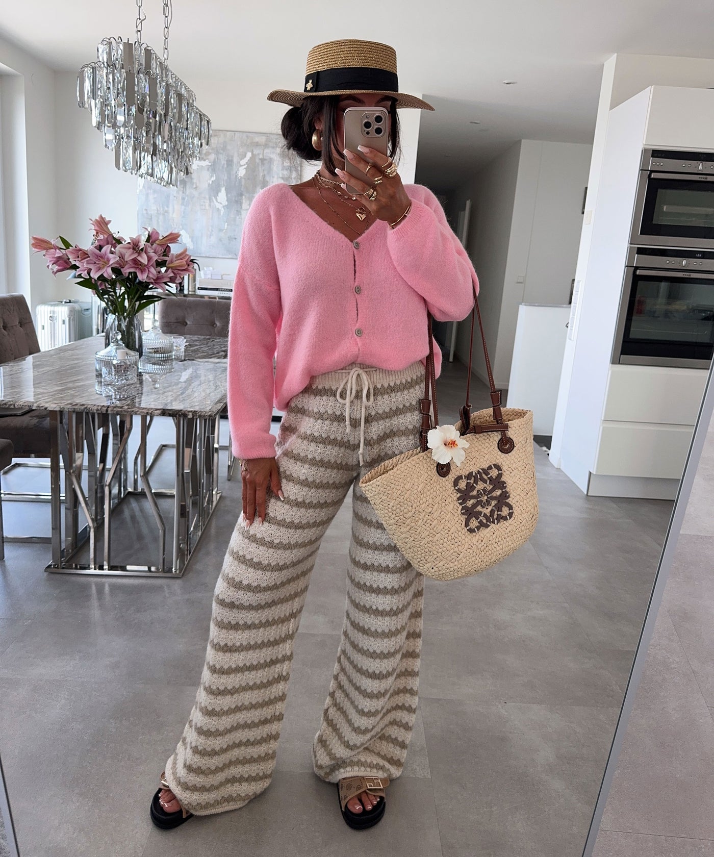 Strickhose Lilya Streifen Taupe Ladypolitan ♡