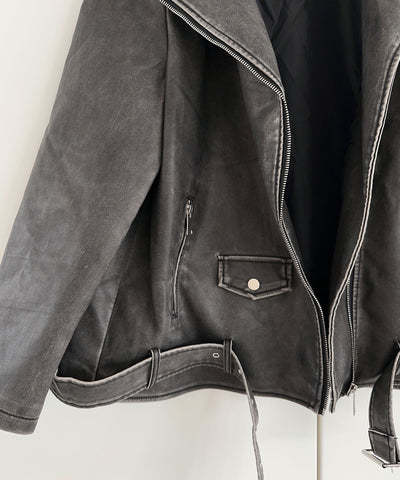 Vegan oversized leather jacket Zita dark gray