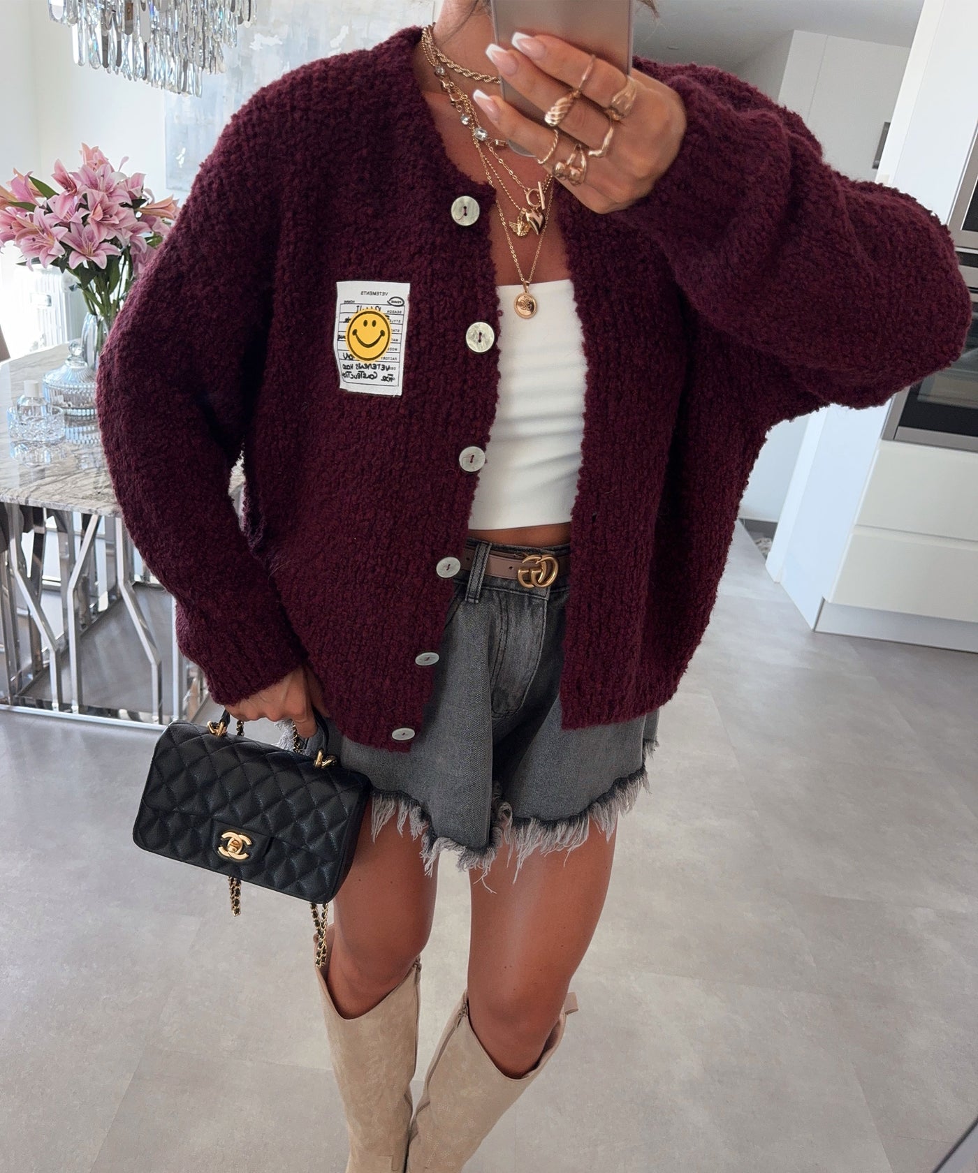 Boucle Cardigan Lalya Weinrot Ladypolitan ♡