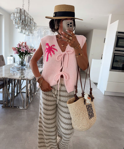Weste mit Schleifen Palm Hellrosa Ladypolitan ♡