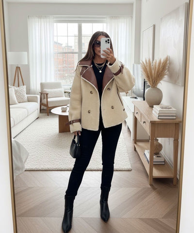 Teddy Fell Jacke Ella Beige Ladypolitan ♡