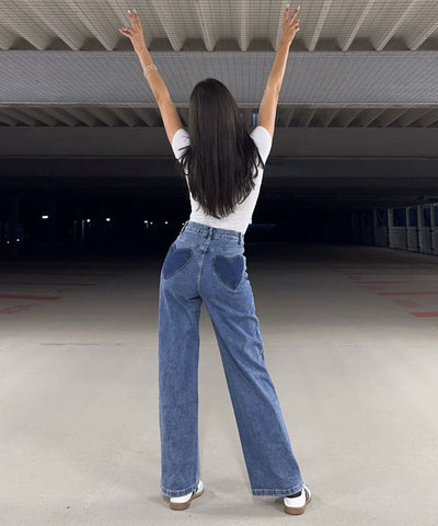 Stretch Straight Leg Jeans Swea Blau Ladypolitan ♡