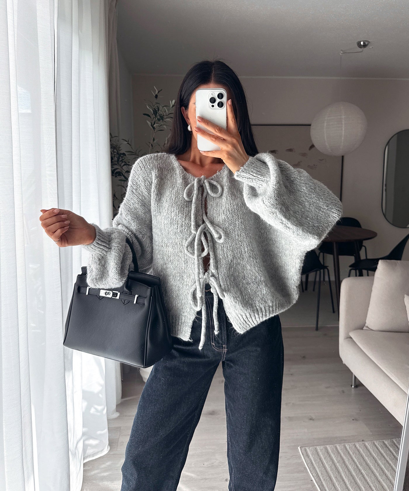 Cardigan Schleife Fia Hellgrau