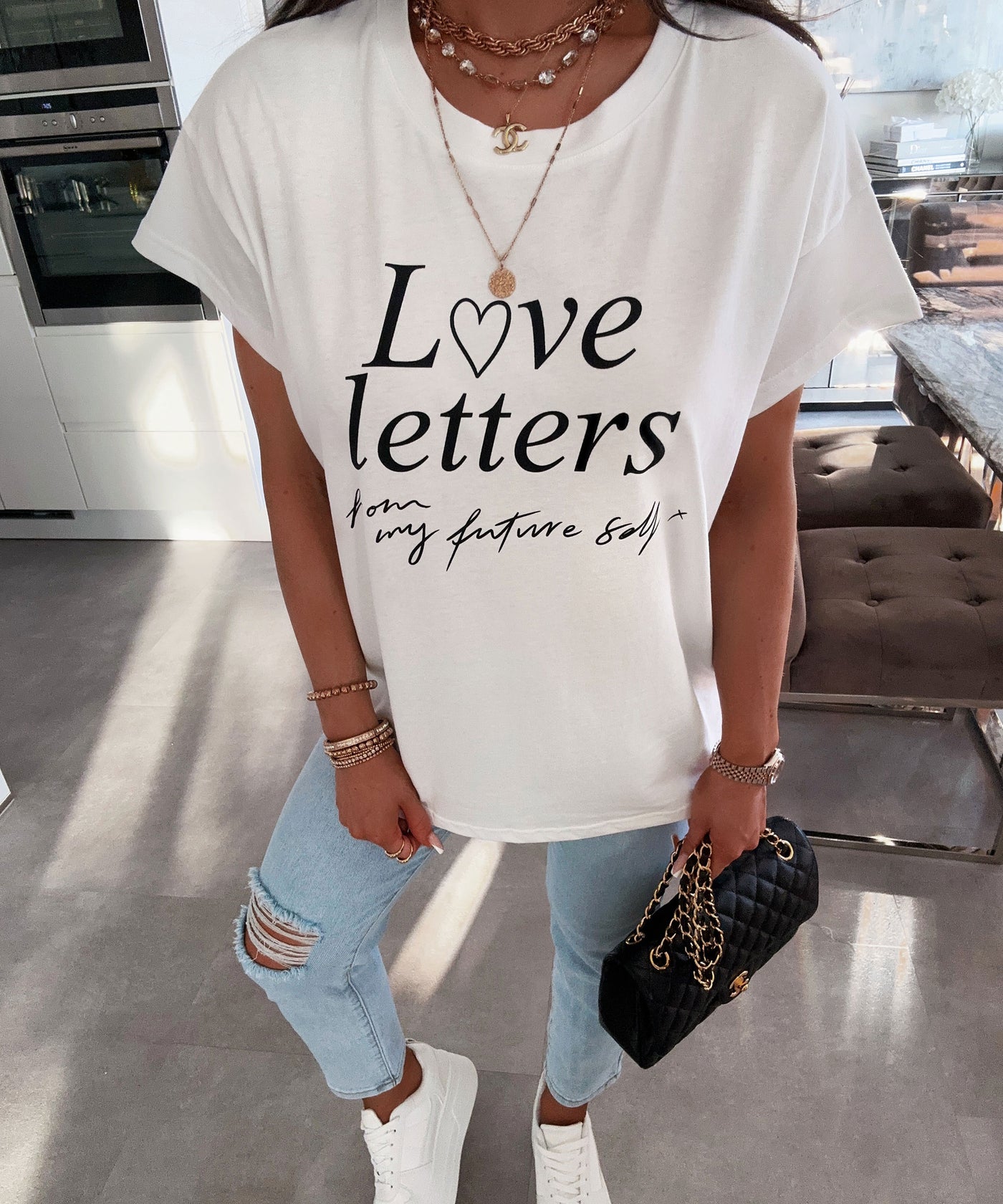 Print T-Shirt Love Letters Weiß  Ladypolitan ♡   