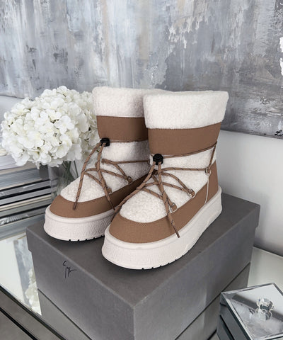 Gefütterte Teddyschnee Schuhe Mea Weiß Camel  Ladypolitan ♡   