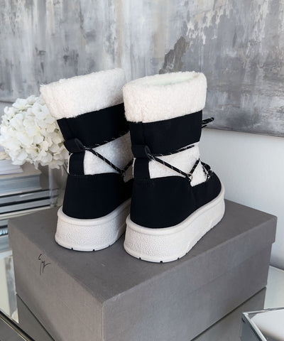 Gefütterte Teddyschnee Schuhe Mea Weiß Schwarz  Ladypolitan ♡   