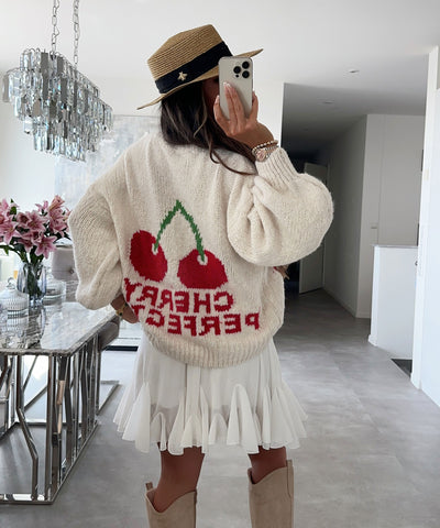 Pullover Cherry Pe Beige  Ladypolitan ♡   