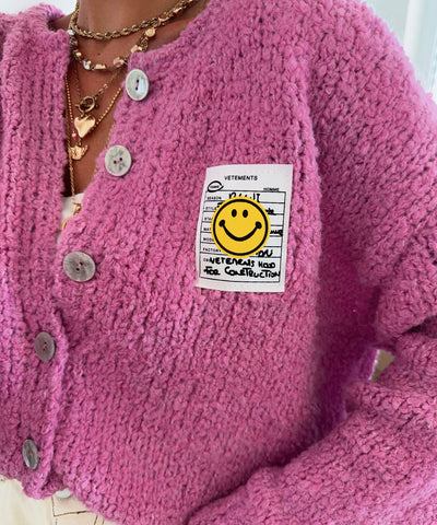 Boucle Cardigan Lalya Pink Ladypolitan ♡