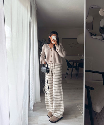 Strickhose Lilya Streifen Taupe Ladypolitan ♡