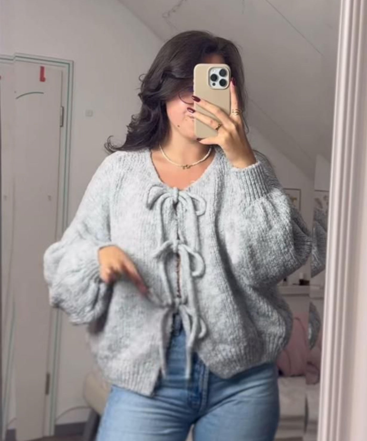 Cardigan Schleife Fia Hellgrau Ladypolitan ♡