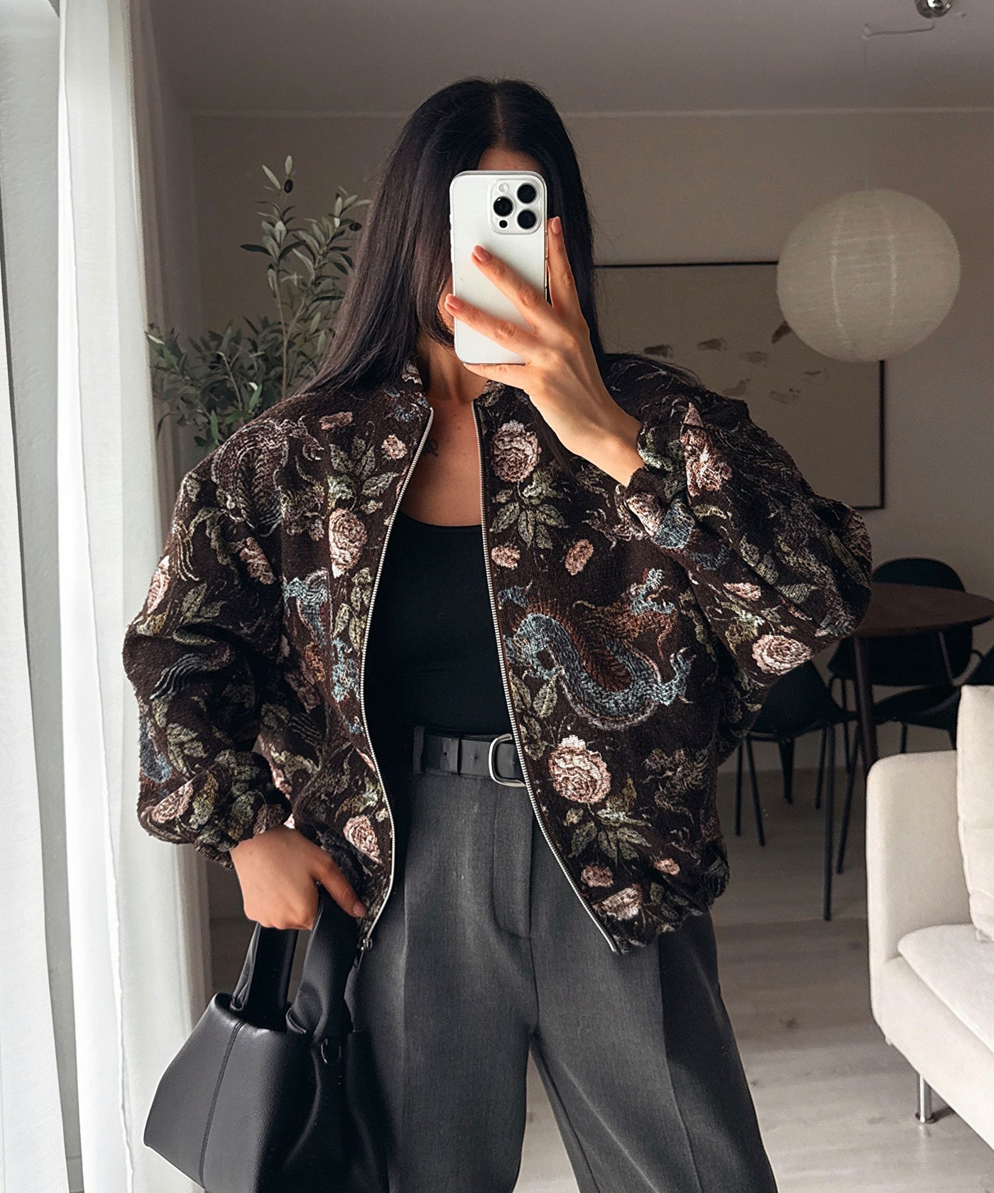 Jacke Flower Rose Dunkelbraun