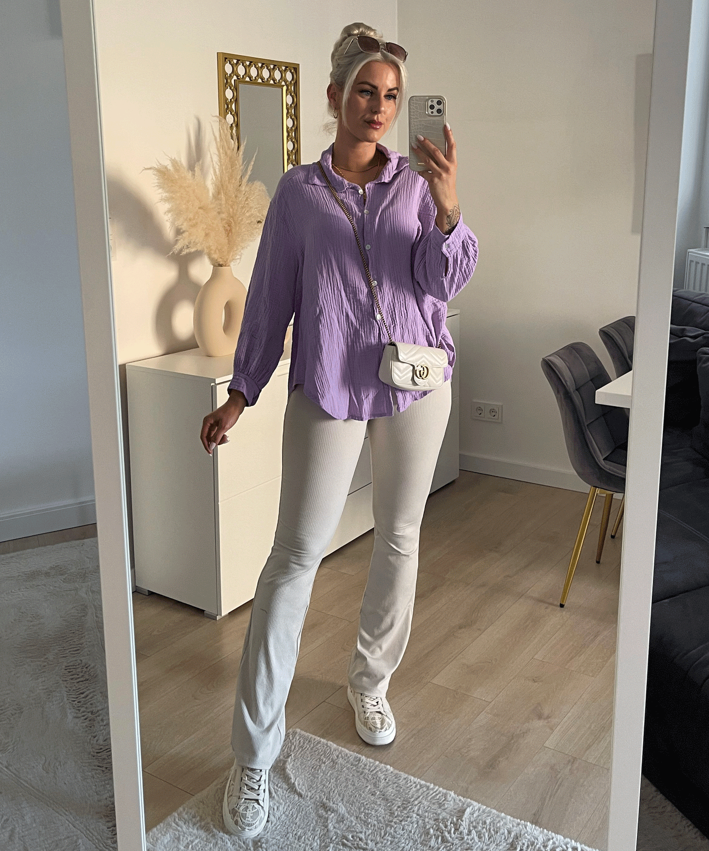Oversize Muslin Blouse Freya Purple Short