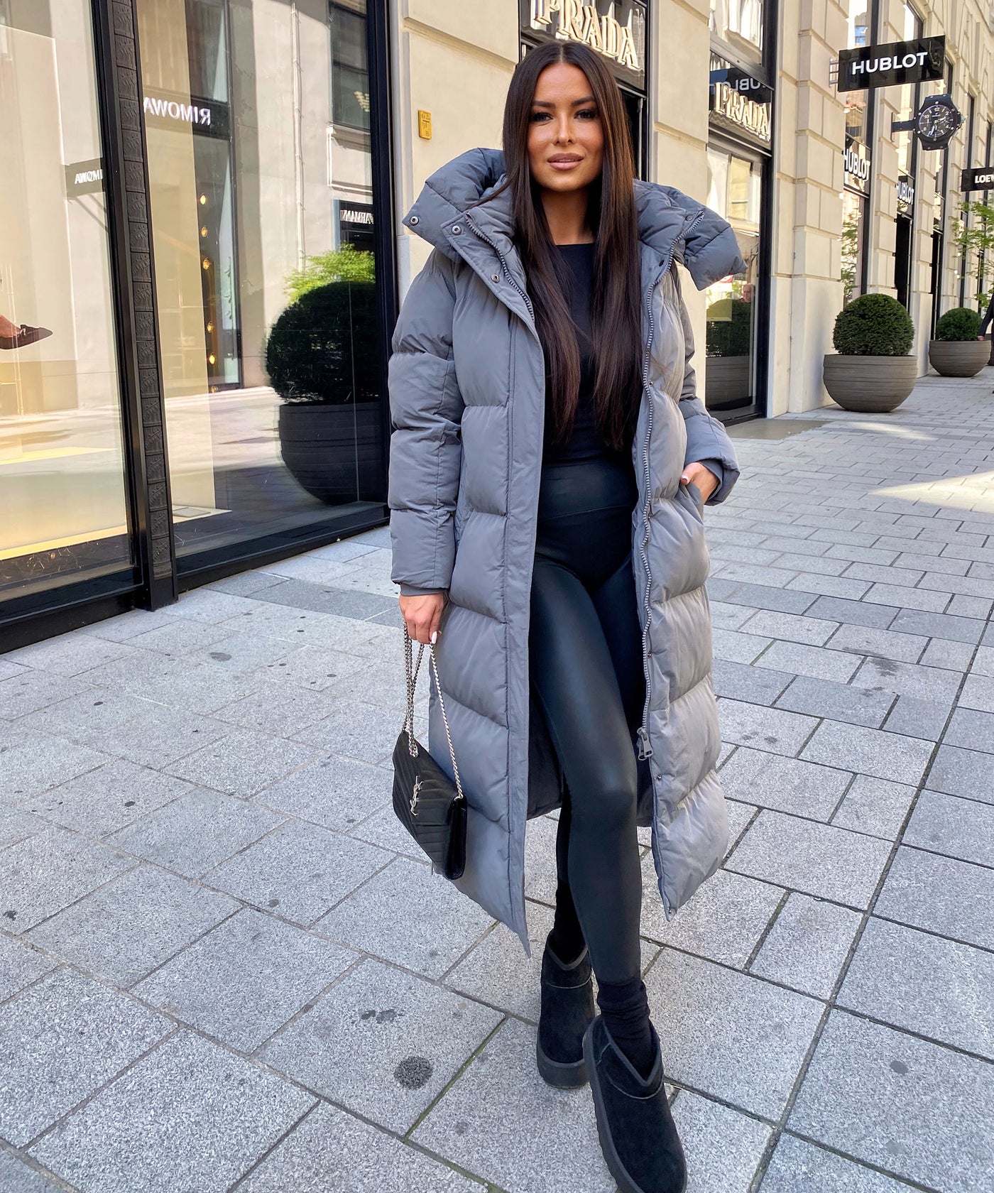 Oversize Jacke Addie Lang Grau Ladypolitan ♡