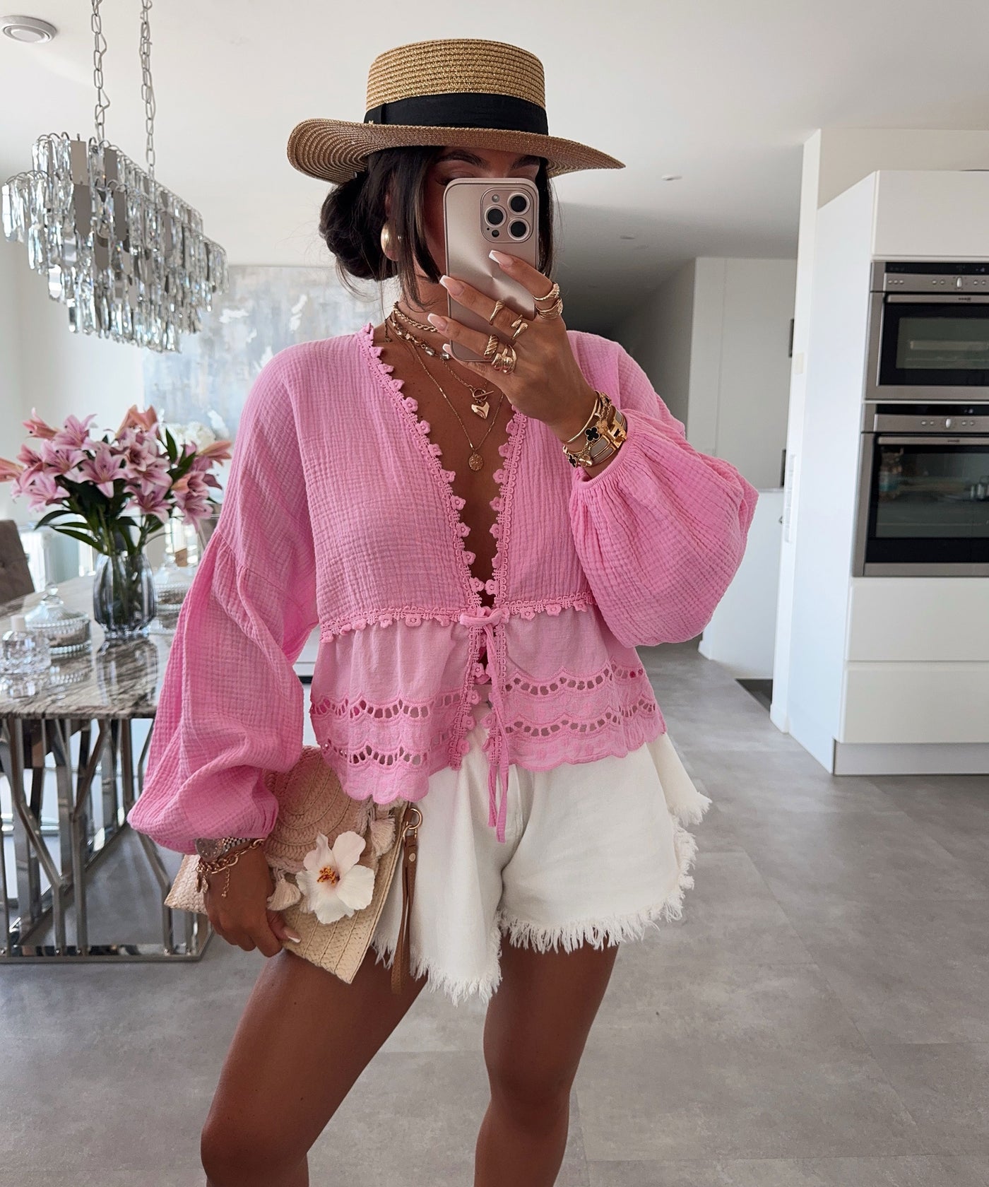 Musselin Bluse Rena Hellpink Ladypolitan ♡