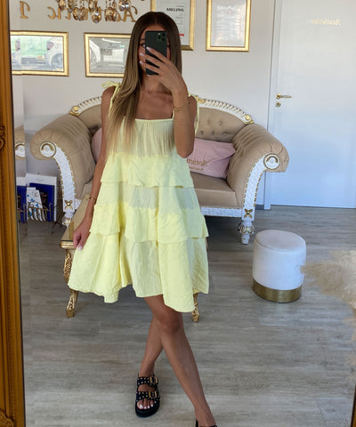 Musselin Kleid Aradi Gelb Ladypolitan ♡