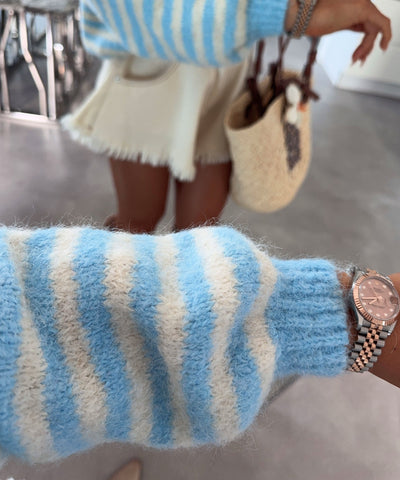 Cardigan Fabia Streifen Hellblau Ladypolitan ♡