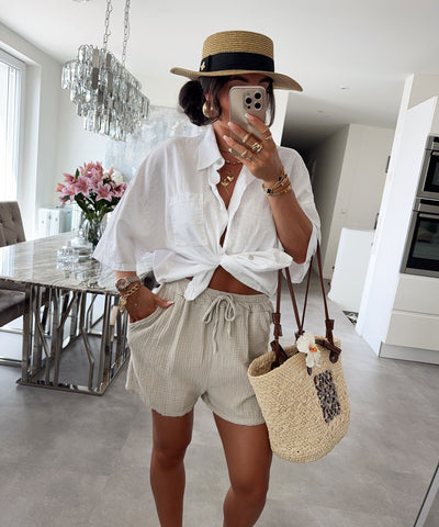 Musselin Shorts Beige Ladypolitan ♡