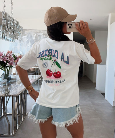 T-Shirt Cerise Vintage Weiß Ladypolitan ♡