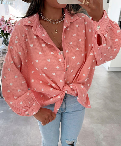 Musselin Bluse Herz Peach  Ladypolitan ♡   