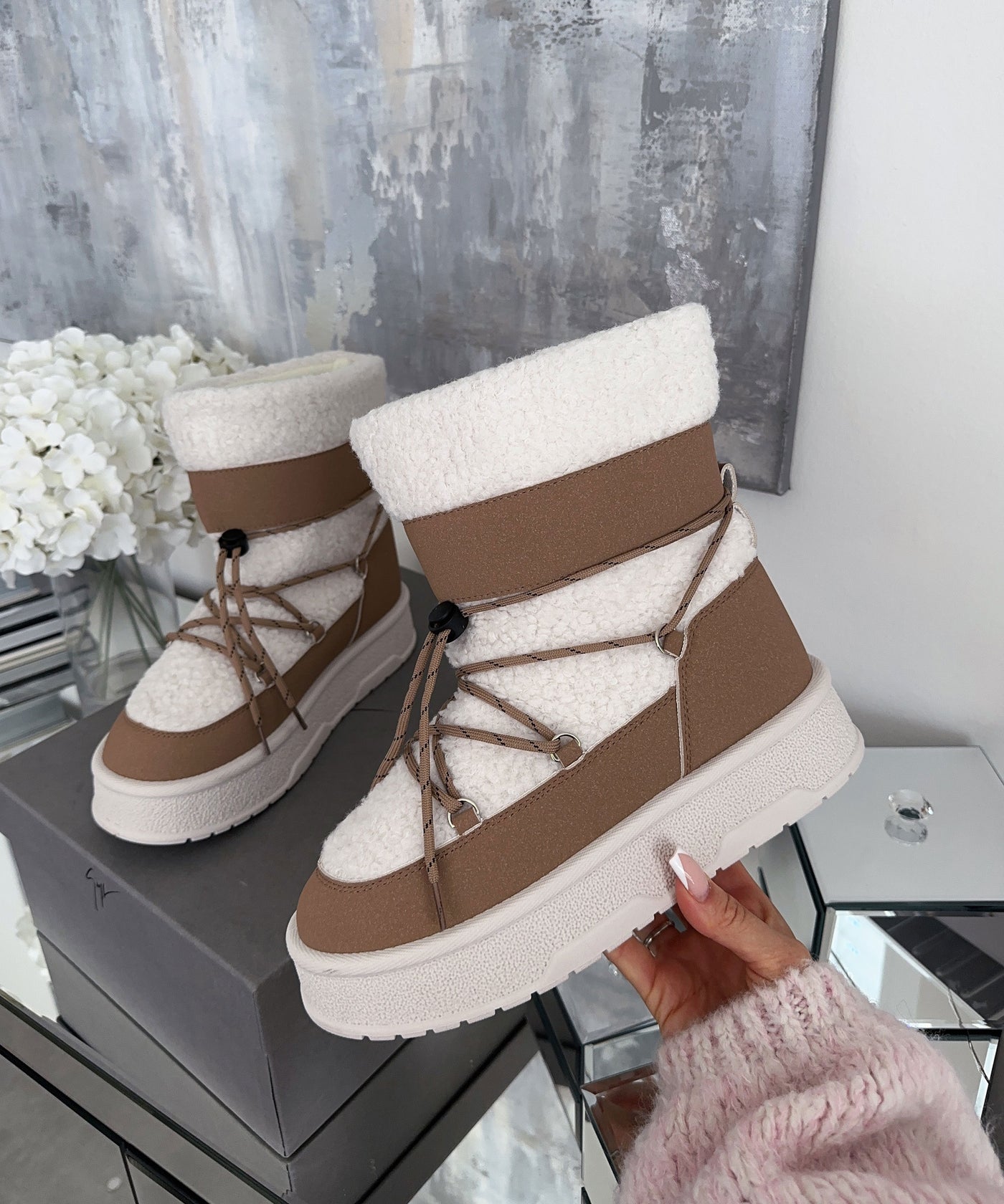 Gefütterte Teddyschnee Schuhe Mea Weiß Camel  Ladypolitan ♡   