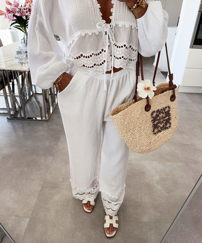 Musselin Hose bohim weiß Ladypolitan - Fashion Onlineshop für Damen