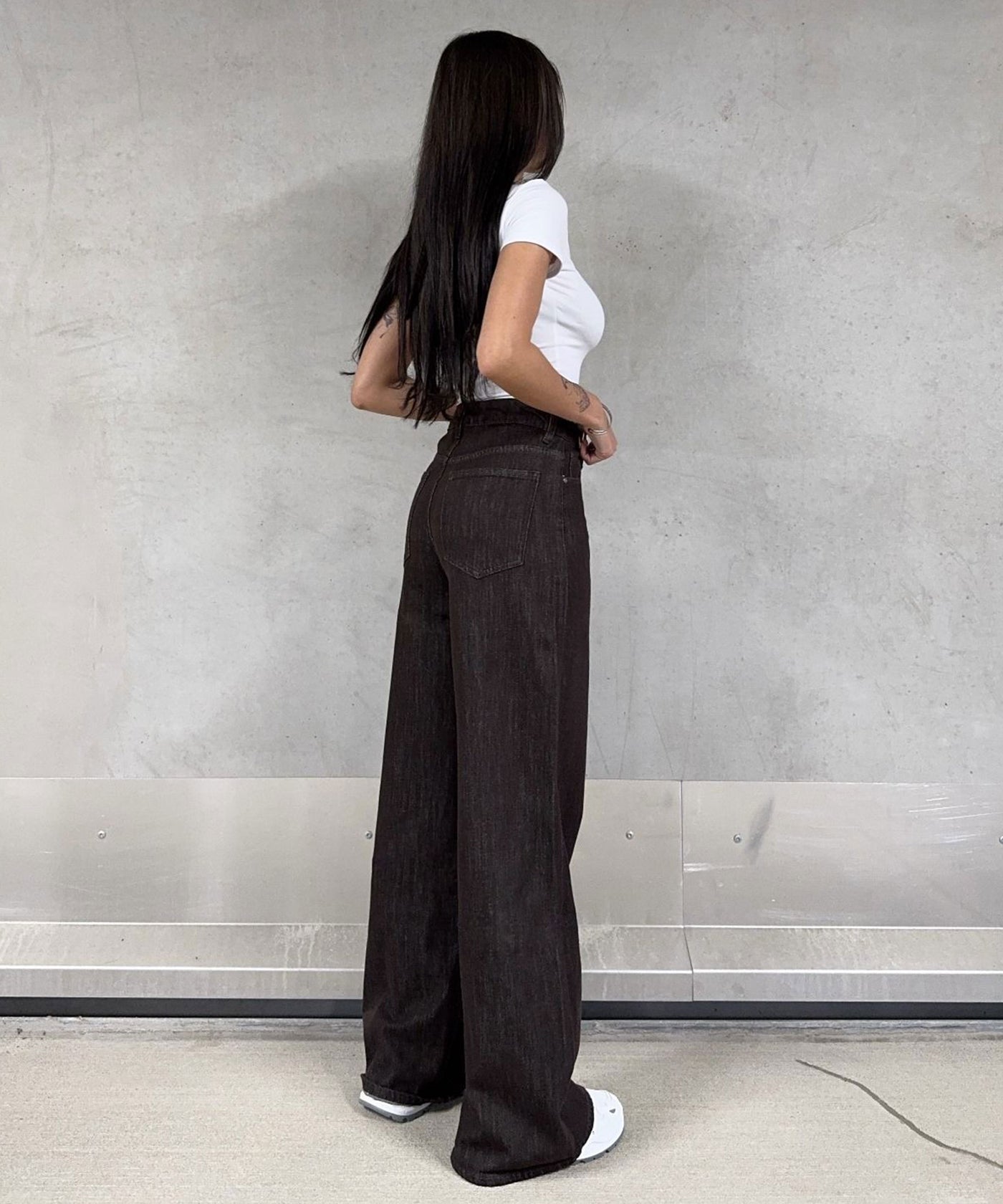 Stretch Wide Leg Jeans Fina Braun Ladypolitan ♡