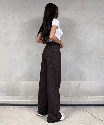 Stretch Wide Leg Jeans Fina Braun Ladypolitan ♡