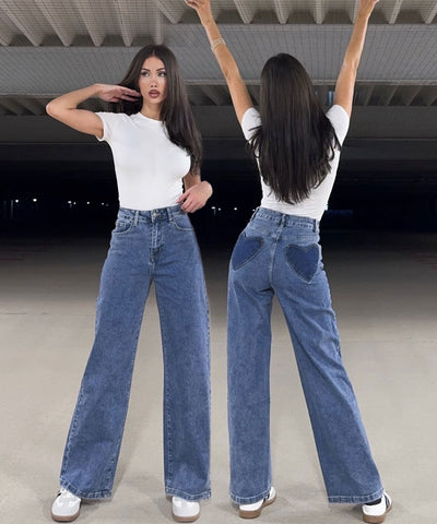 Stretch Straight Leg Jeans Swea Blau Ladypolitan ♡